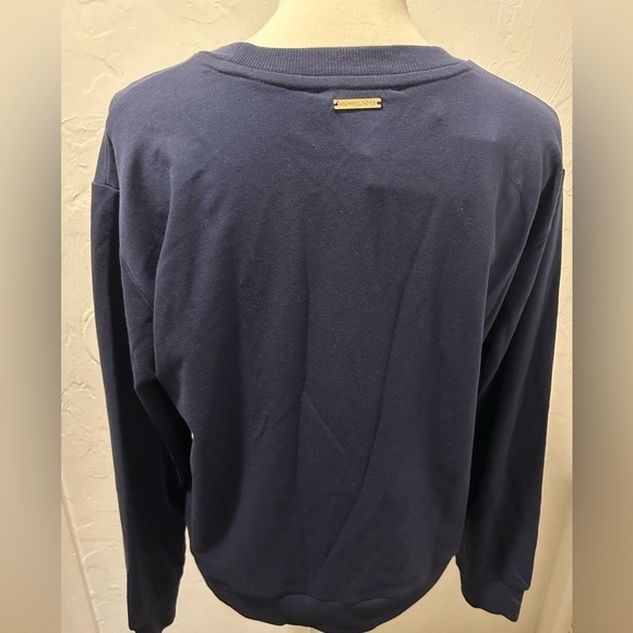 NWT Women Michael Kors Logo Navy Blue Cotton Blend Sweater, Size M - Picture 6 of 6